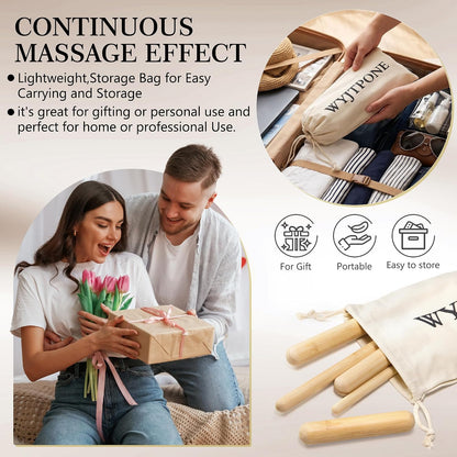 Bamboo Massage Sticks,Guasha Massage Roller Tool for Body Shaping & Relaxing Muscles 5pcs (0.59Inch*15Inch)