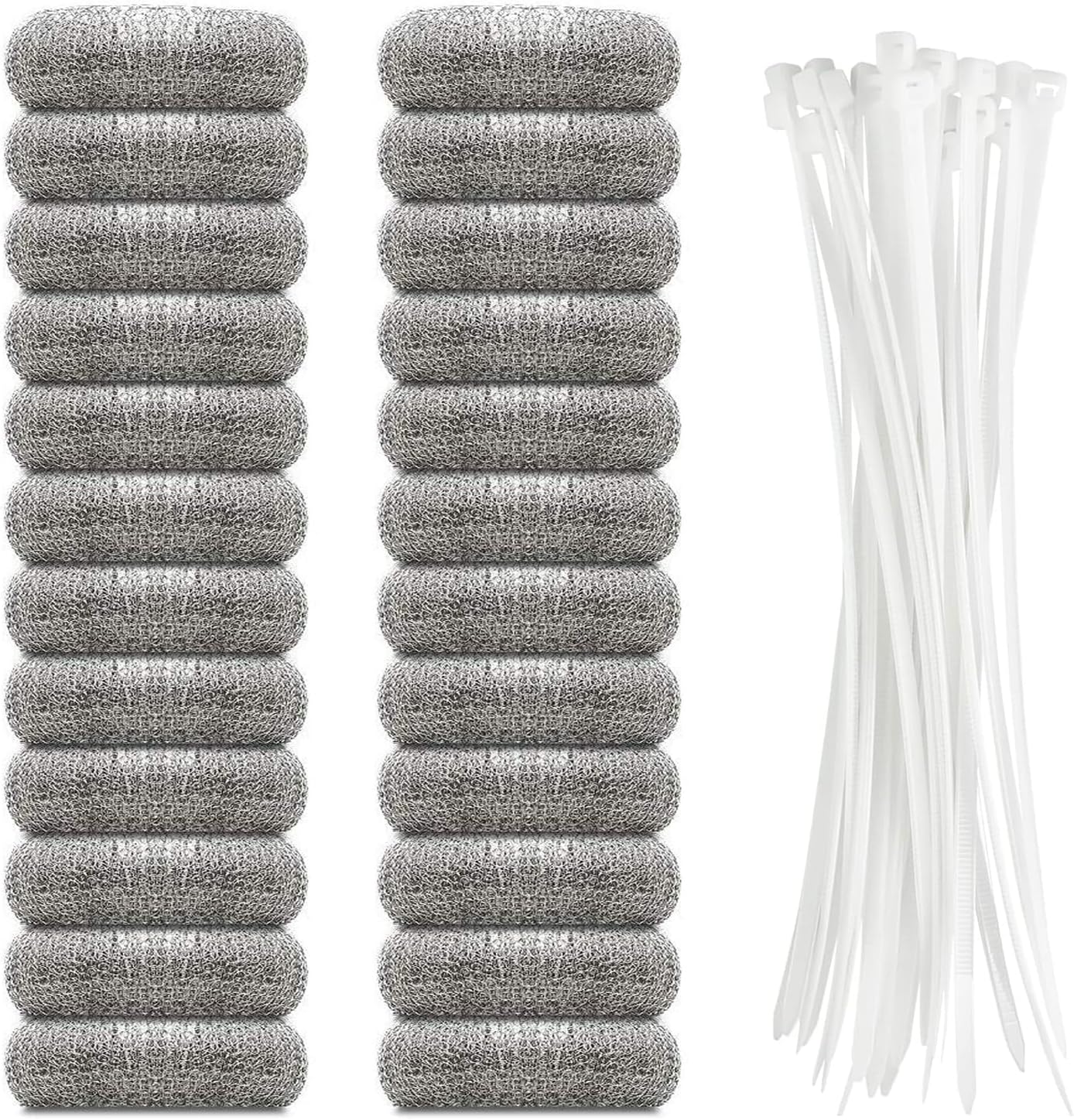 SUNHE YHK Lint Traps for Washing Machine, 24 Pieces | Stainless Steel Laundry Mesh Washer Hose Filter, 24 pcs Cable Ties, Catches Lint, Hair and Debris From Washer Drain Hoses