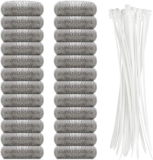 SUNHE YHK Lint Traps for Washing Machine, 24 Pieces | Stainless Steel Laundry Mesh Washer Hose Filter, 24 pcs Cable Ties, Catches Lint, Hair and Debris From Washer Drain Hoses