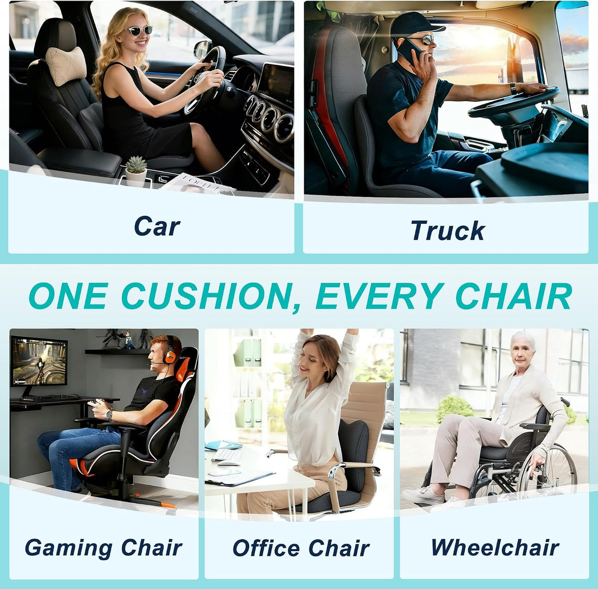 Seat Cushion for Office Chair, Ergonomic Cushion with Lumbar Support Pillow