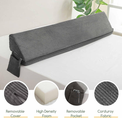 HIGOGOGO Queen Size Wedge Pillow for Headboard Gap - Multi Functional Mattress Wedge Bed Gap Filler Close The Gap (0-7") Between Your Mattress and Headboard or Wall (Grey 60"x11"x9")