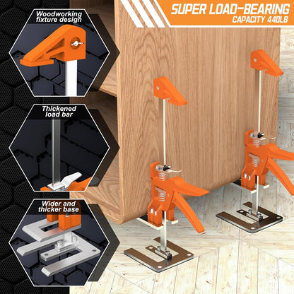 [Upgrade] Labor Saving Arm Jack 2 Pack,15.5 Inch Stainless Steel Furniture Lifts with Handbag,Hand Furniture Jack Lifter Tool for Installing Cabinets,Flooring&Windows,Load 440LBS