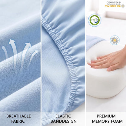 Ergonomic Cervical Neck Pillow, Memory Foam Travel Neck Support Pillow for Side, Back & Stomach Sleepers, Neck Roll Pillow for Pain Relief with Breathable Cover and Storage Bag