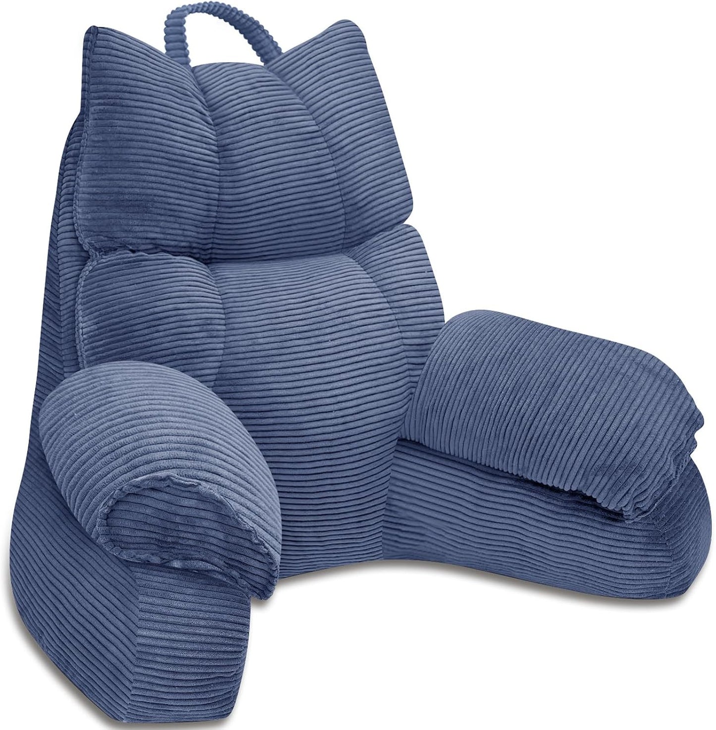 Reading Pillow for Bed with Arms, Back Support, Memory Foam（Grey Black） | Reading Pillow for Bed with High Arm Rests, Back Support Pillow for Sitting Up, Shredded Memory Foam for Reading, TV & Gaming