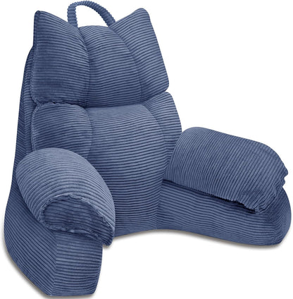 Reading Pillow for Bed with Arms, Back Support, Memory Foam（Grey Black） | Reading Pillow for Bed with High Arm Rests, Back Support Pillow for Sitting Up, Shredded Memory Foam for Reading, TV & Gaming