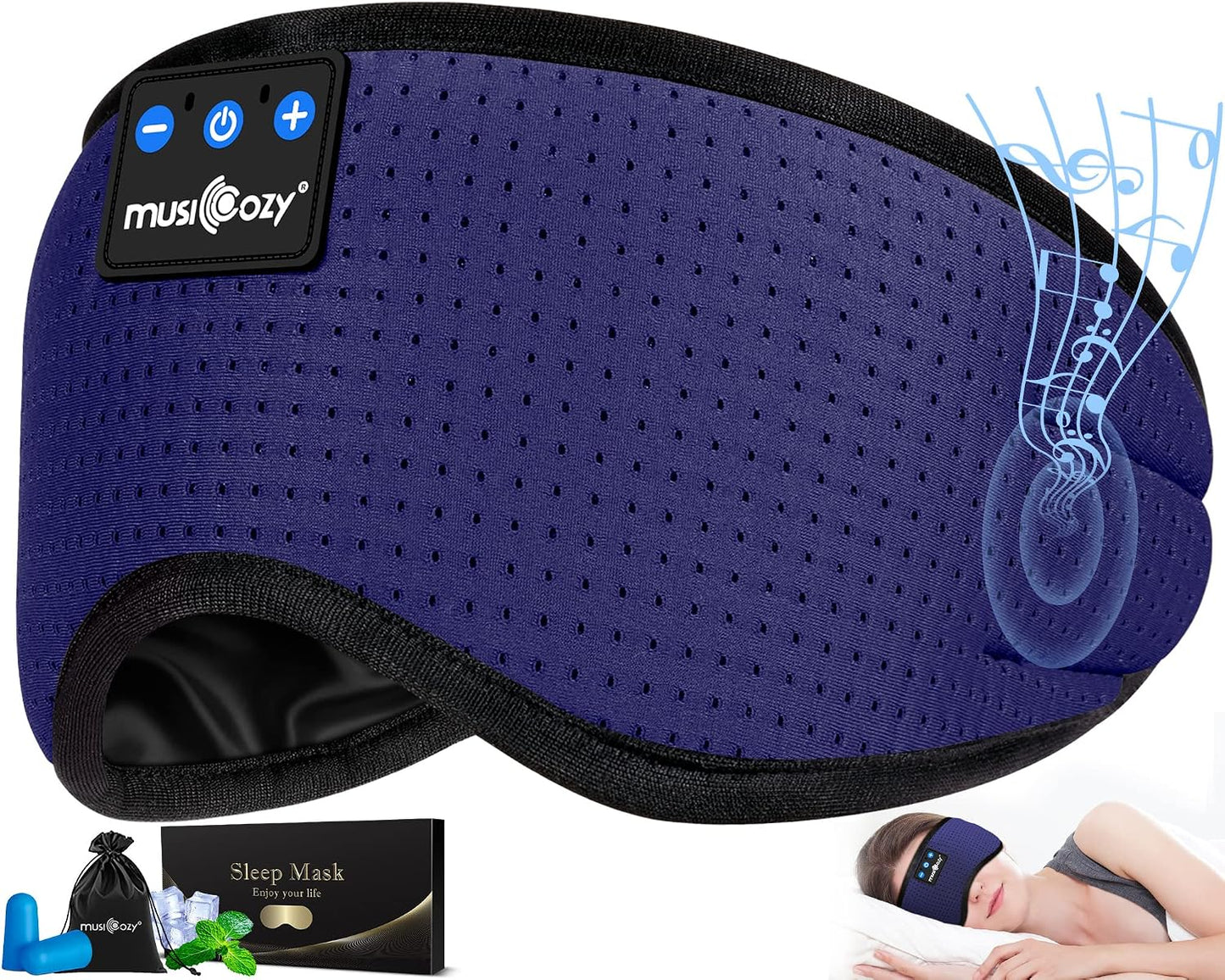 MUSICOZY Sleep Headphones Breathable Bluetooth 5.4 Headband 3D Sleeping Headphones, Wireless Eye Mask Earbuds Earphones for Side Sleeper Office Air Travel Cool Tech Gadgets Unique Gifts