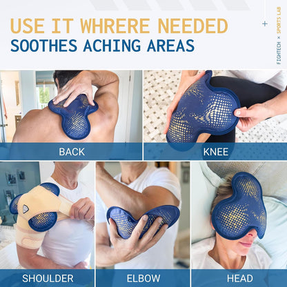FIGHTECH Reusable Hot and Cold Gel Ice Pack - Hinge Joint, Single Pack | Heat and Cold Therapy Compress for Shoulder Rotator Cuff Knee Back Head Eyes Elbow and Hip - Leak Proof Design