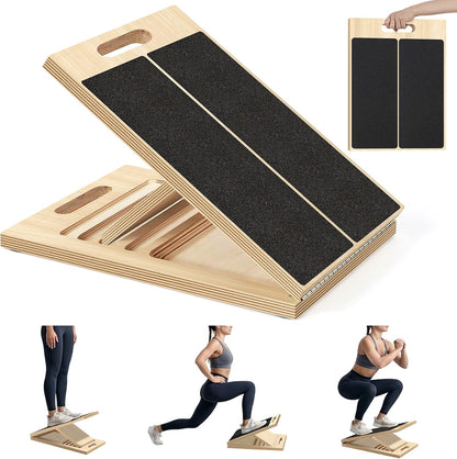 Wooden Slant Board for Calf Stretching, 5 Adjustable Angles, 300lb Capacity