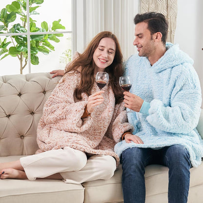 yescool Wearable Blanket Hoodie, Flannel Sherpa Fleece Blanket Sweatshirt for Adults Women Men,One Size Fits All - Colors B