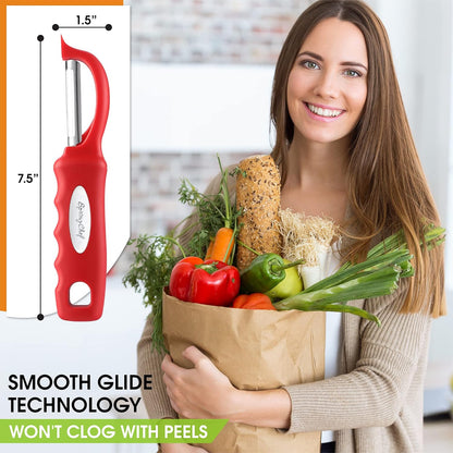 Spring Chef Swivel Potato Peeler for Kitchen w/ Soft Grip Handle, Mango | Premium Vegetable Peeler w/ Sharp Stainless Steel Blades, Multifunctional Food Peeler for Apple, Carrot, Cucumber, Fruit