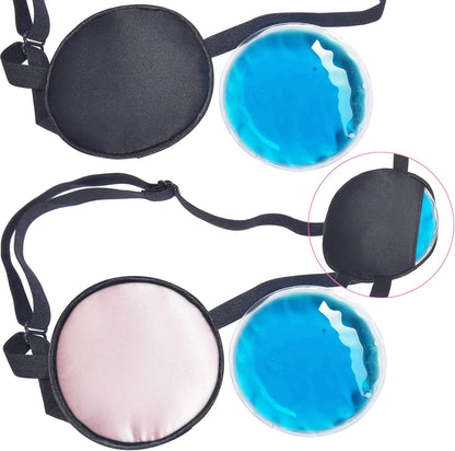 Cooling Eye Patches for Puffy Eyes, Pure Silk Ice Eye Patch, Single Eye Mask, Medical One Eye Cover Cold Hot Therapy Strabismus Lazy Eyes After Surgery Adult Kid Pirate Eyepatch (Black)