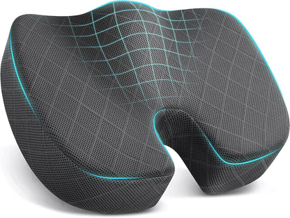 TushGuard Office/ Car Seat Cushion, Non-Slip Sciatica & Back Coccyx Tailbone Pain Relief Chair Pad, Memory Foam Butt Pillow for Computer Desk, Wheelchair, Driving (Black)