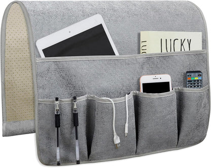 Remote Control Holders for Armchairs, Couch Caddy, Featuring Non-Slip Bases | 5 Pockets Bedside Storage Pocket for TV Remote Holder, Phone Tablet Kindle, Magazines, Gifts for Seniors (Beige, 35"X12.4")
