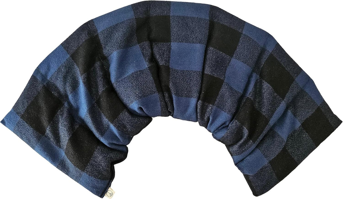 Microwavable LOVEwrap Neck & Shoulder wrap - Unscented 6 x 24 - Flax Seed - Soothes Muscle Ache Pain Relief - Natural Soft Cotton - Warming Muscle Relaxation- Flowers Black