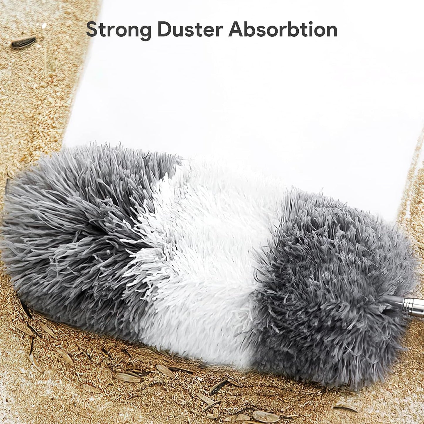 Cobweb Duster with Extension Pole 100 inches, Dusters for Cleaning with 2 Duster Heads, Washable Microfiber Feather Duster for Cleaning Ceiling Fan, High Ceiling, Blinds, Furniture & Cars