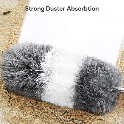 Cobweb Duster with Extension Pole 100 inches, Dusters for Cleaning with 2 Duster Heads, Washable Microfiber Feather Duster for Cleaning Ceiling Fan, High Ceiling, Blinds, Furniture & Cars