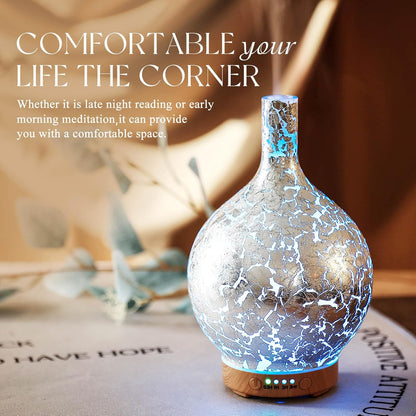 Porseme 150ml Essential Oil Diffuser Glass Color Changing Aroma Air Diffusers Aromatherapy Ultrasonic Cool Mist Humidifier 6 Running Hours Waterless Auto-Off for Sleeping, Yoga, Office, Spa (Ink)