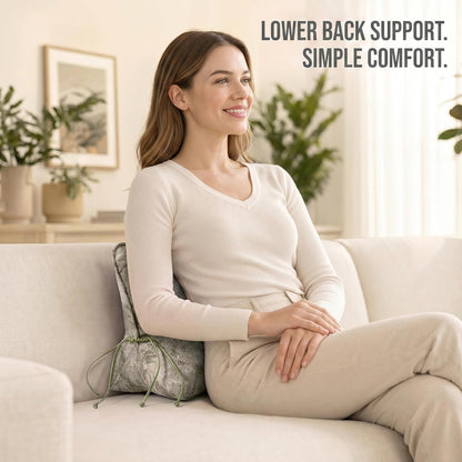Pat. Pend. Lumbar Support Pillow, Reading Pillow, Moss Green | Back pillow for reading on a couch, sofa, or armchair; triangle cushion with removable, washable cover for lounging
