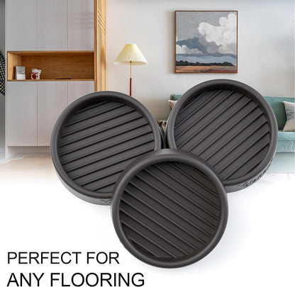 Furniture Coasters 4 Pcs 4” Furniture Caster Cups - Non Slip Furniture Pads Hardwoods Floors - Non Skid Grippers Rubber Furniture Feet Anti Slide Floor Protector for Bed Couch Stoppers Black