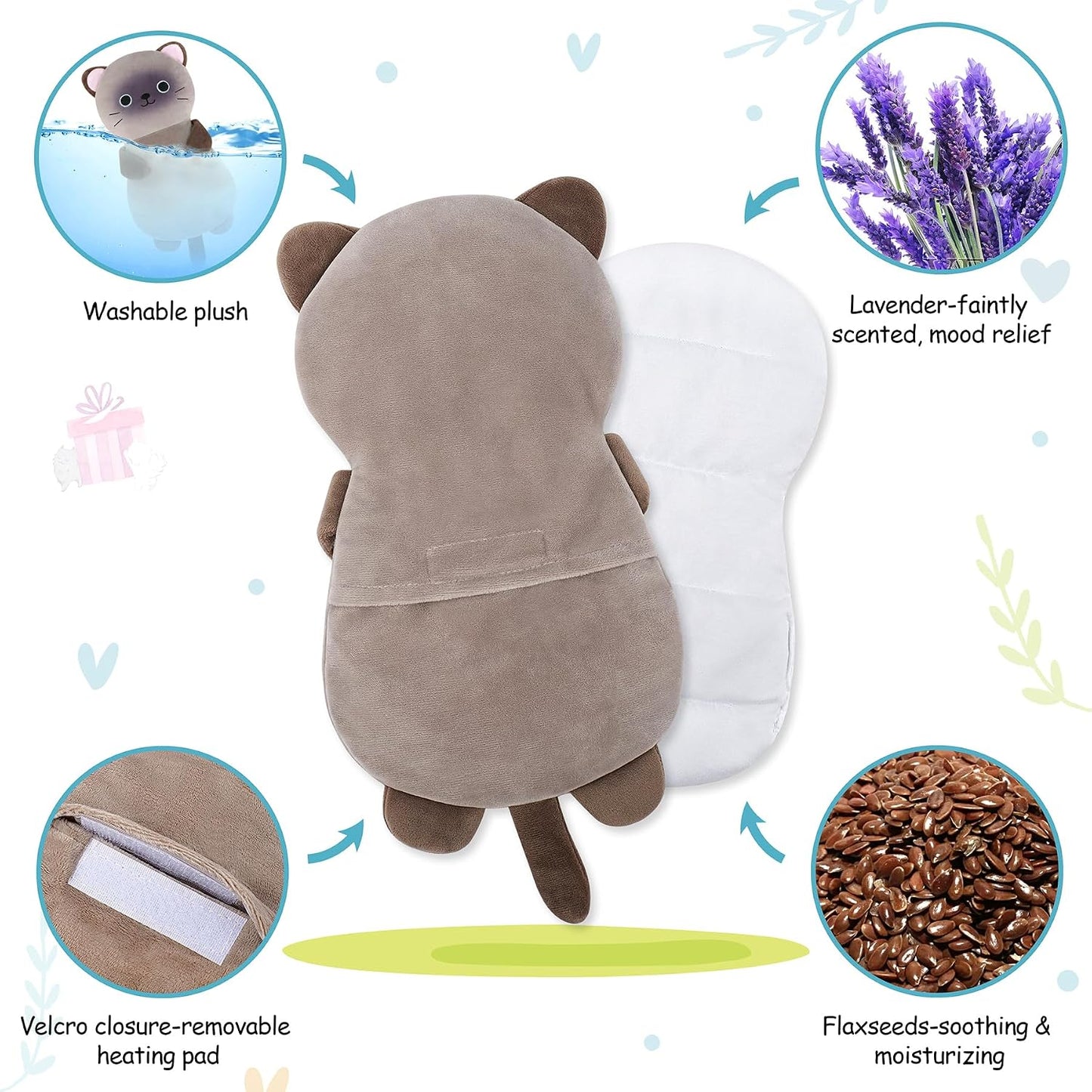 Microwave Heating Pad for Period Cramps,Otter Microwavable Heating Pad for Shoulder Neck Back Knee Pain Relief with Lavender Scented,Cute Otter Plush Toys Heat Pack for Women Kids Birthday