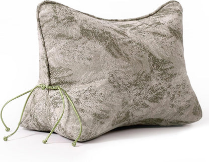 Pat. Pend. Lumbar Support Pillow, Reading Pillow, Moss Green | Back pillow for reading on a couch, sofa, or armchair; triangle cushion with removable, washable cover for lounging