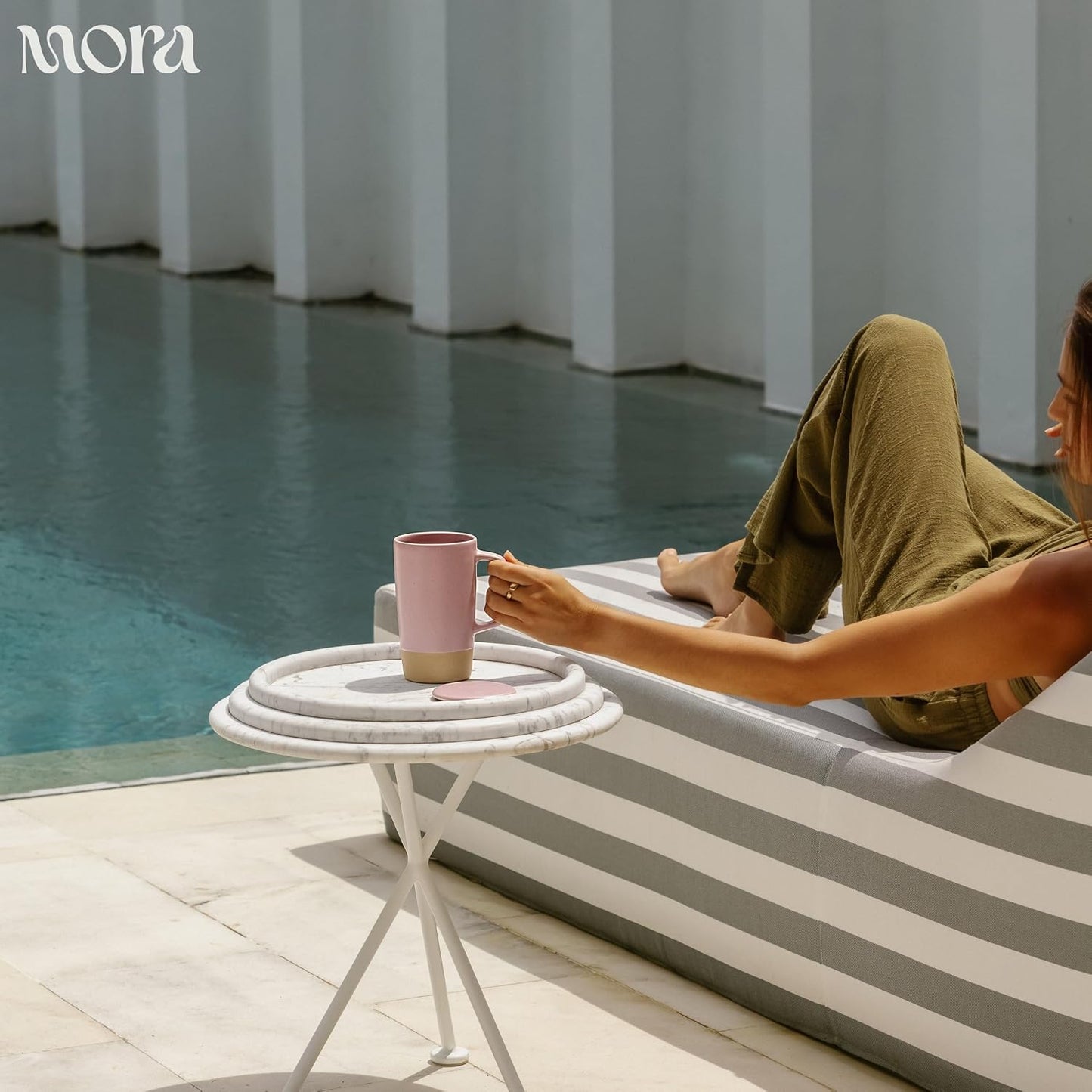 Mora Ceramics Large Tea Mug with Loose Leaf Infuser and Ceramic Lid, 18 oz, Portable, Microwave and Dishwasher Safe, Tall Coffee Cup - Rustic Matte Ceramic Glaze, Modern Herbal Tea Strainer, Olive