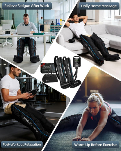 YINGGG Upgraded Leg Compression Recovery System, Cordless Professional Full Leg Compression Massager Boots with Heat, Pro Sequential Compression Device for Circulation Warm-up and Fast Recovery-Medium