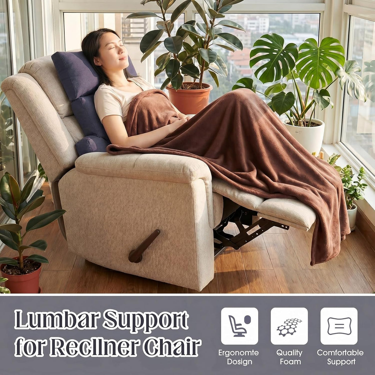 Novabright 2 Pcs Recliner Headrest Back Pillows for Back Support Pillow for Couch with Adjustable Recliners Pillow for Headrest for Chairs Sofa Couch and Bed (Dark Gray)