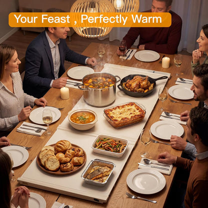 Warming Mat for Food Extra Large,42"X16",2 Panels Food Warmers for Parties