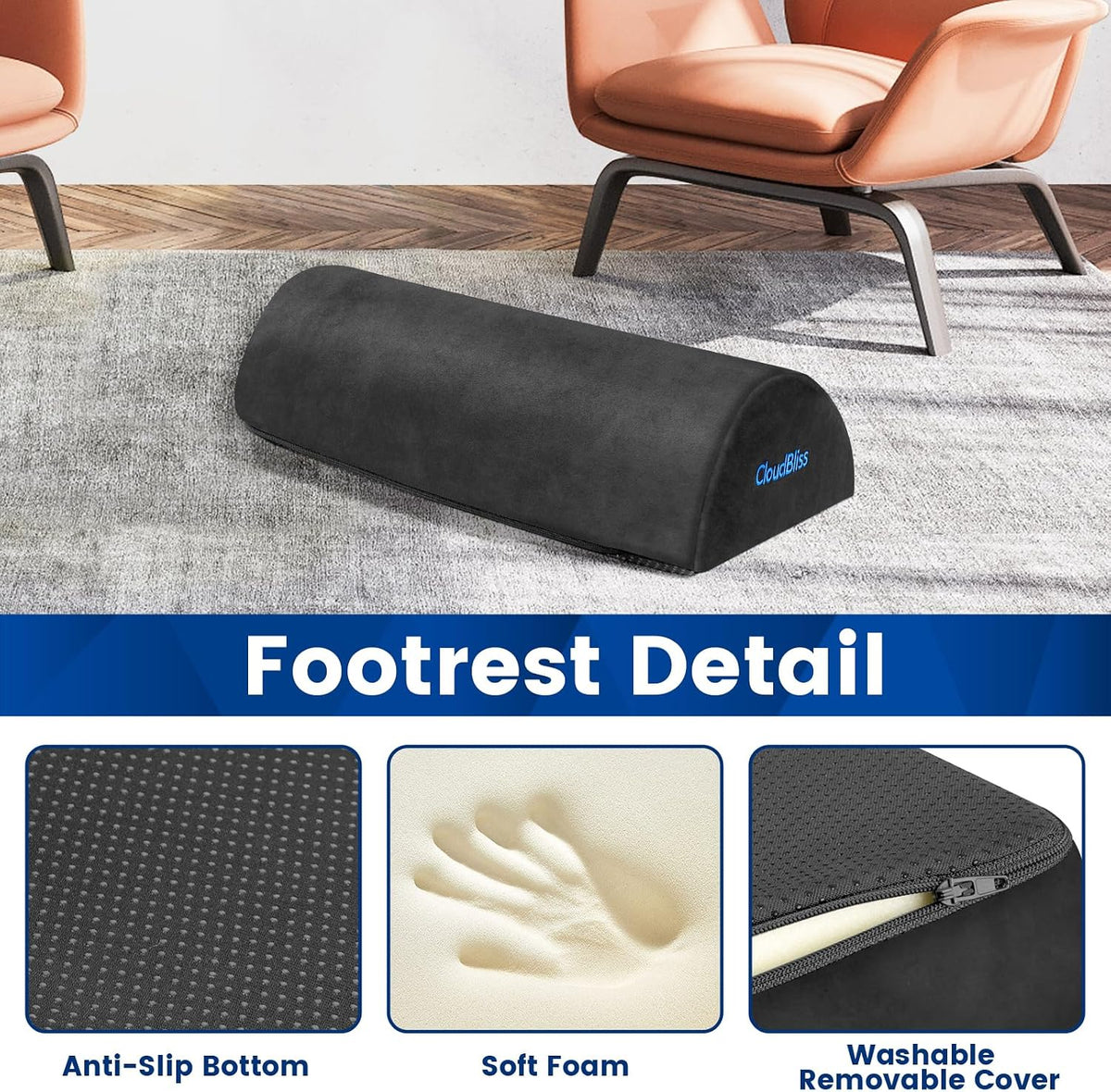 Foot Rest for Under Desk at Work, Foot Stool for Office, Footrest, Black