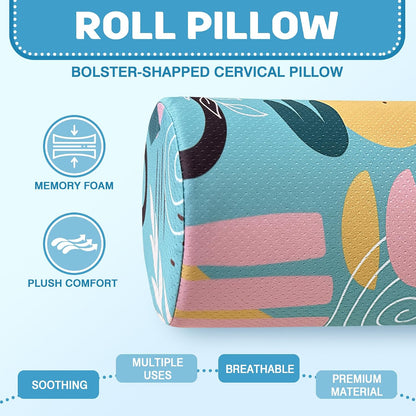 Neck Roll Pillow for Sleeping,Ergonomic Cylinder Tube Pillows for Cervical Spine and Neck Support,Versatile Roll Pillow for Bed,Office,and Travel,Memory Foam Bolster with Washable Cover