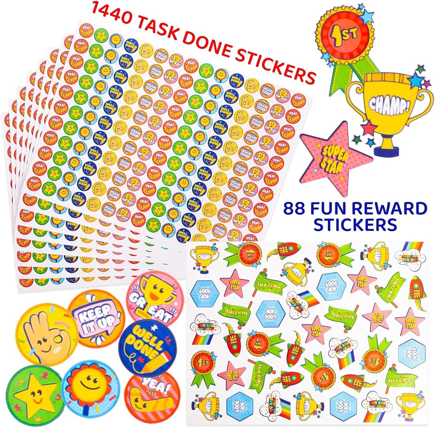 PUTSKA Potty Training and Chore Chart, 26 Boards, 1528 Stickers,Classic