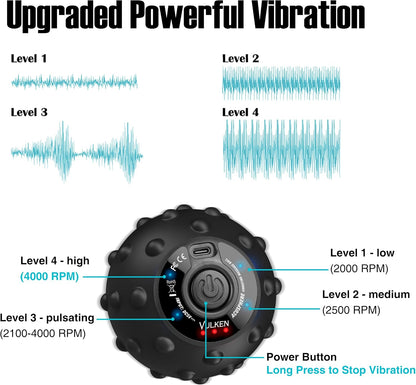 Vibrating Massage Ball for Muscle Recovery with SphereStrap – Target Hard-to-Reach Areas, Hands-Free Back Massage. 4 Speeds High Intensity Trigger Point Massage Ball.