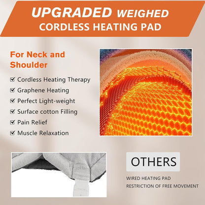 TUOB Heating Pad for Neck and Shoulder, Portable Cordless Heating Pad for Pain Relief with 4000mAh Controller, Rechargeable Electric Heat Pad, 4 Heat Setting & 6 Timers Auto Off
