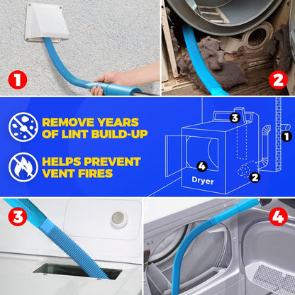 Holikme 35FT Dryer Vent Cleaner Kit 58Pcs - Lint Remover Brush Vacuum Tools | Dryer Vent Brush Kit, Omnidirectional Lint Vacuum Attachment & Lint Trap Brush Clean Hard-to-Reach Areas, Remove Hidden Lint