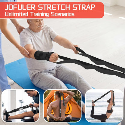Stretching Strap for Physical Therapy and Home Rehab, 10 Loops | Non-Elastic Yoga Strap for Hamstring, Calf and Back Stretching, Mobility, Exercise, Pilates, Flexibility