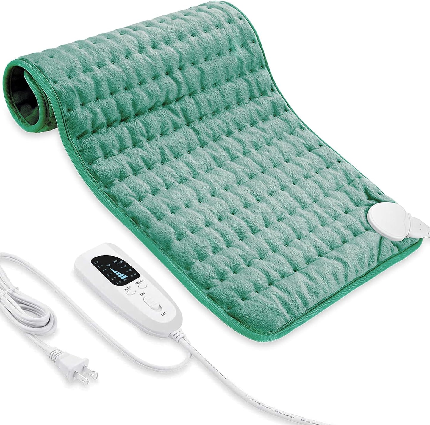 Electric Heating pad with 6 Heat Settings, Auto Shut Off, Dry Electric Heating for Back Neck Knee Arms Legs Shoulder Heat Pads for Christmas Birthday Father Mother's Day (24"X12", Gray Green)