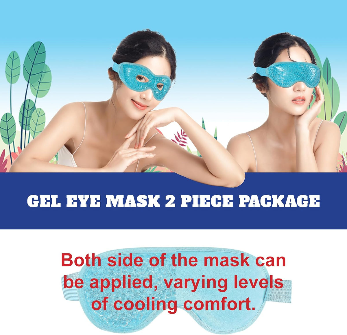 USA Merchant - Cold & Hot Eye Mask Gel Bead Mask for Dry Eyes, Dark Circles, Stress Relief, Migraines, Eye Ice Pack, Reusable, Compress Mask, Convenient Storage Bga (Eye Mask Blue)