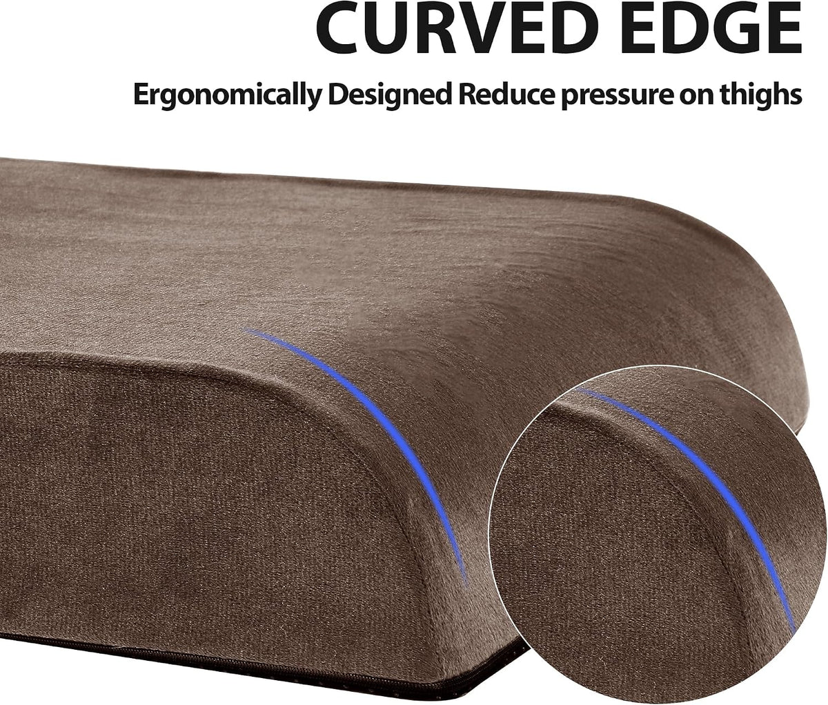 HOMBYS Recliner Seat Cushion with Lumbar Supportive Pillow Extra Large Non-Slip Seat Cushion with Back Support Cushions,Cruve Edge Design for Relief Thighs Pressure, Brown