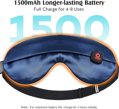 YFONG Cordless Heated Eye Mask for Dry Eyes, Warm Eye Compress for Stye, Blepharitis, Chalazion, MGD, Washable Eye Heating Pad for Relief, Improved Sleep, Perfect Light Blocking (Blue)