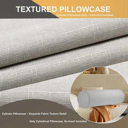 Tinbolunce Neck Roll Pillowcases with Zipper - Full Moon Bolster/Round Cylinder Pillow Case Cover for Bedroom, Living Room, Sofa - Solid Color Cervical Throw Pillow Covers