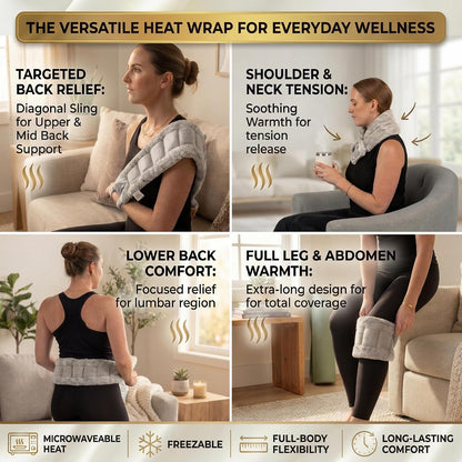 Microwavable Deluxe Body Wrap, 30" x 6" | 30" x 6" Flexible Therapeutic Thermal Compress, Reusable Moist-Heat Heating Pad for Neck, Shoulders, Back & Body
