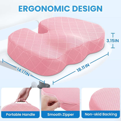 TushGuard Seat Cushion, Memory Foam Office Chair Cushion - Black, Large