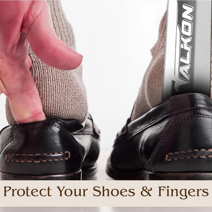 FALKON Shoe Horn Long Handle- Metal Shoe Horn Sets for Men, Women and Children, TSA Friendly