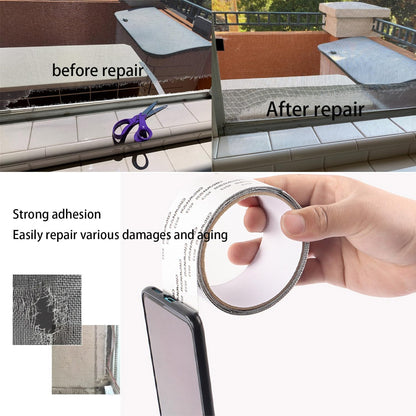 2026 New Strong Adhesive Screen Repair Tape, Screen Repair Kit Window Screen Repair Tape, Fiberglass Screen Tape Mesh Repair Suitable (5cm x 200cm) for mesh Doors and Windows Gray