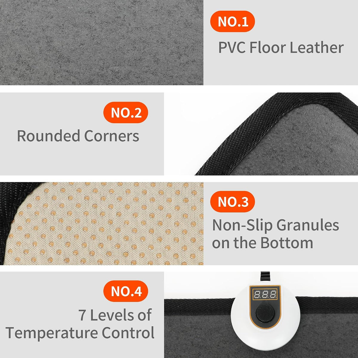 Heated Floor Mat Under Desk for Foot Warmer - 7 Temp Settings & 55w Heating Pad - Heated Feet Rest for Home Office Desk,Energy Saving Feet Warmers for Home/Work/Office - Black