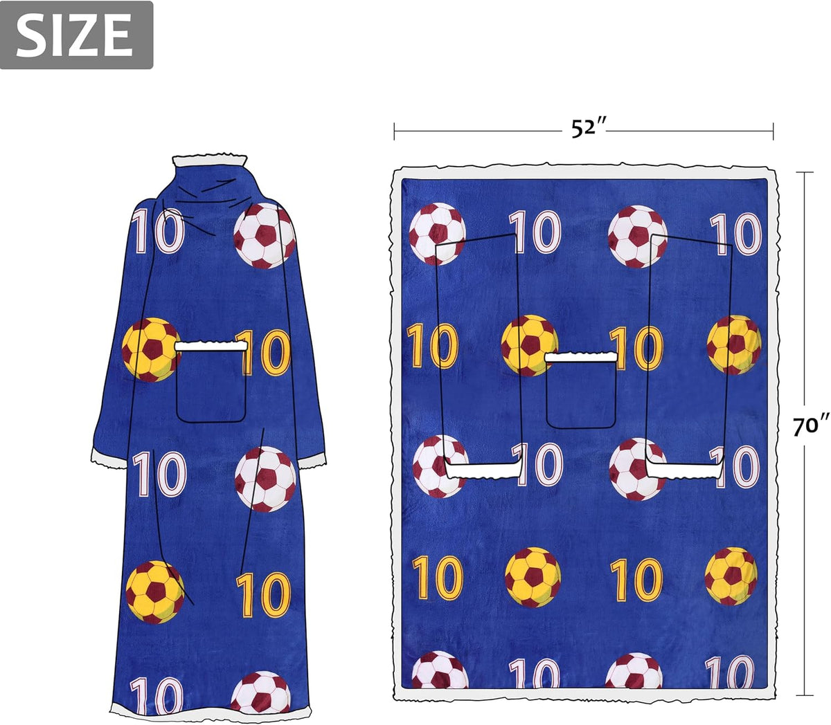 Catalonia Sherpa Wearable Blanket with Sleeves and Pocket for Adults