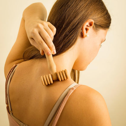 tuuli Body and Face Roller, Multi-Functional Wooden Massage Roller, Helps Ease Muscle Tension and Support Skin Health, Natural Face Massage Tools, Set of 2 (2 piece set A)