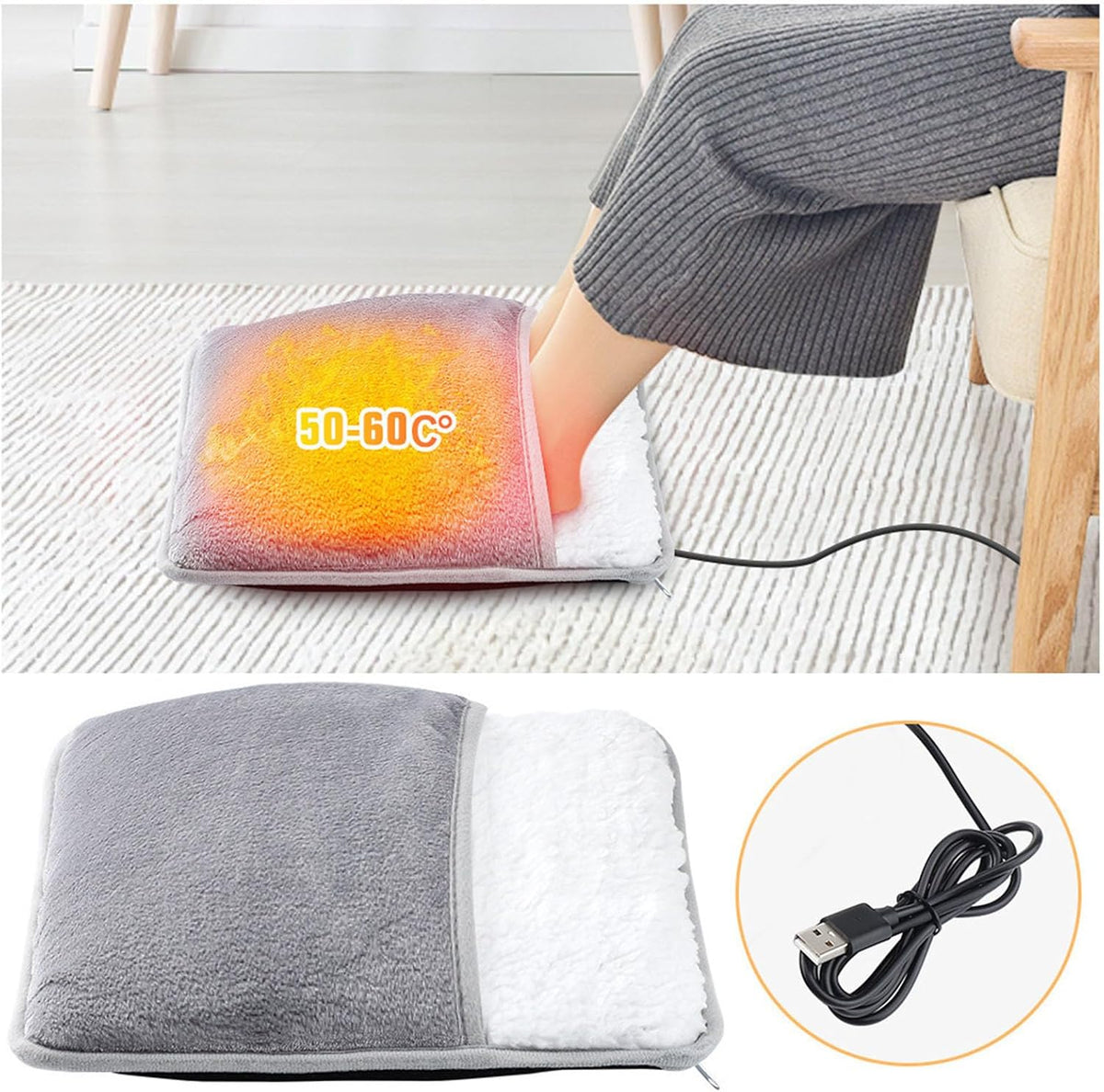 Rechargeable Foot Warmer Pad – Portable Thermal Cushion, Cordless Heating Mat, Comfortable Heat Blanket, Soft Relax Pad, Battery Operated Cozy Comfort Equipment | Energy Efficient Device With Soothing