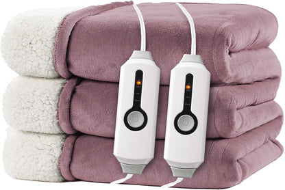 Electric Heated Blanket Full Size 72"x84" – Light Gray | ETL for Safe Overnight, 4 Heat Settings & 10H Auto Off, Dual-Sided Microplush Sherpa for Home Night, Machine washable